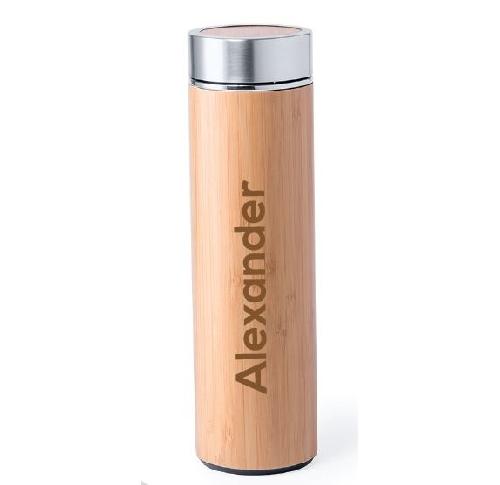 Bamboo Water Bottle Stainless Steel Inner 500ml Personalised  Iconic